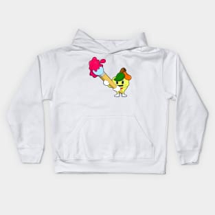 Apple as Painter with Paint brush Kids Hoodie